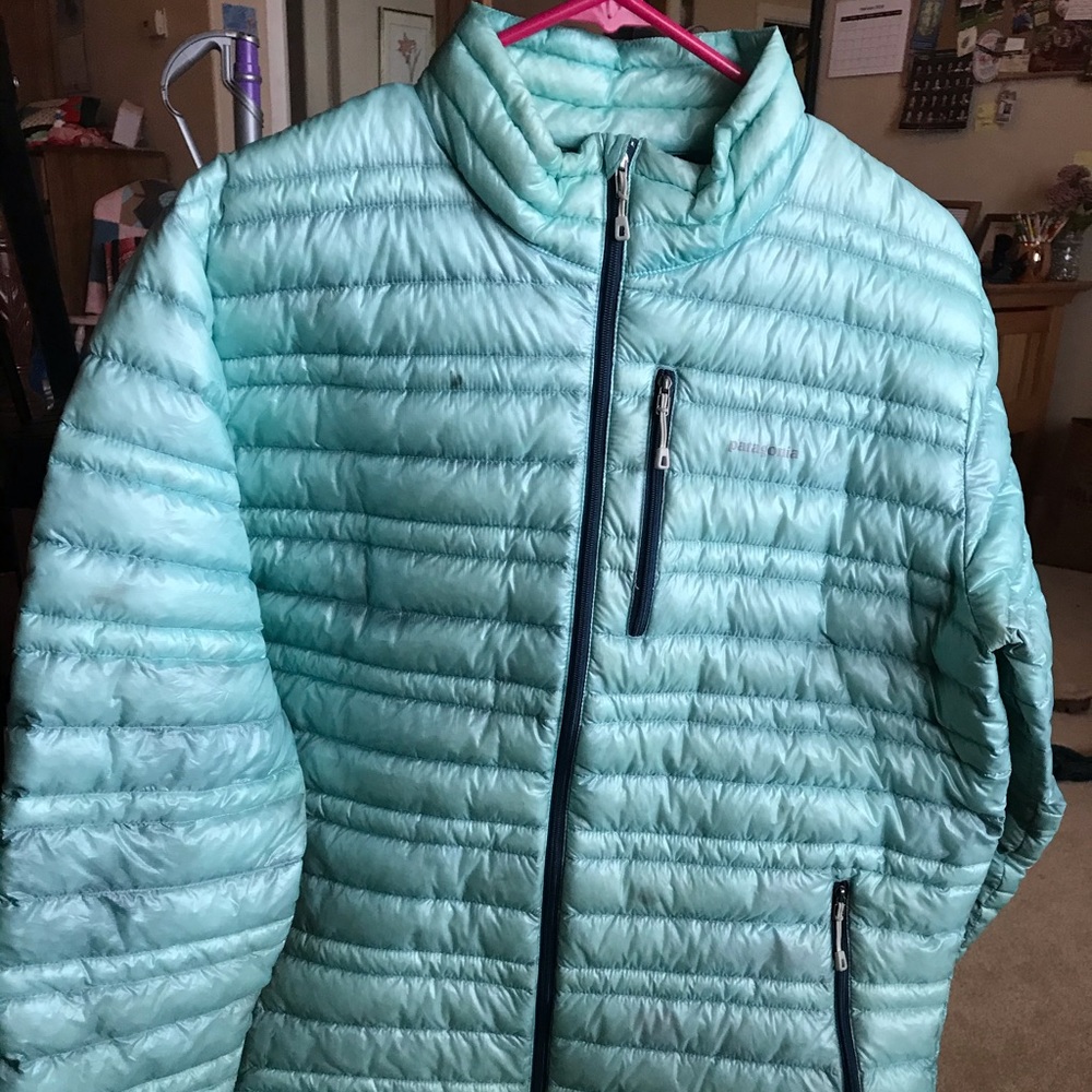 Patagonia Light Teal Puffer Jacket